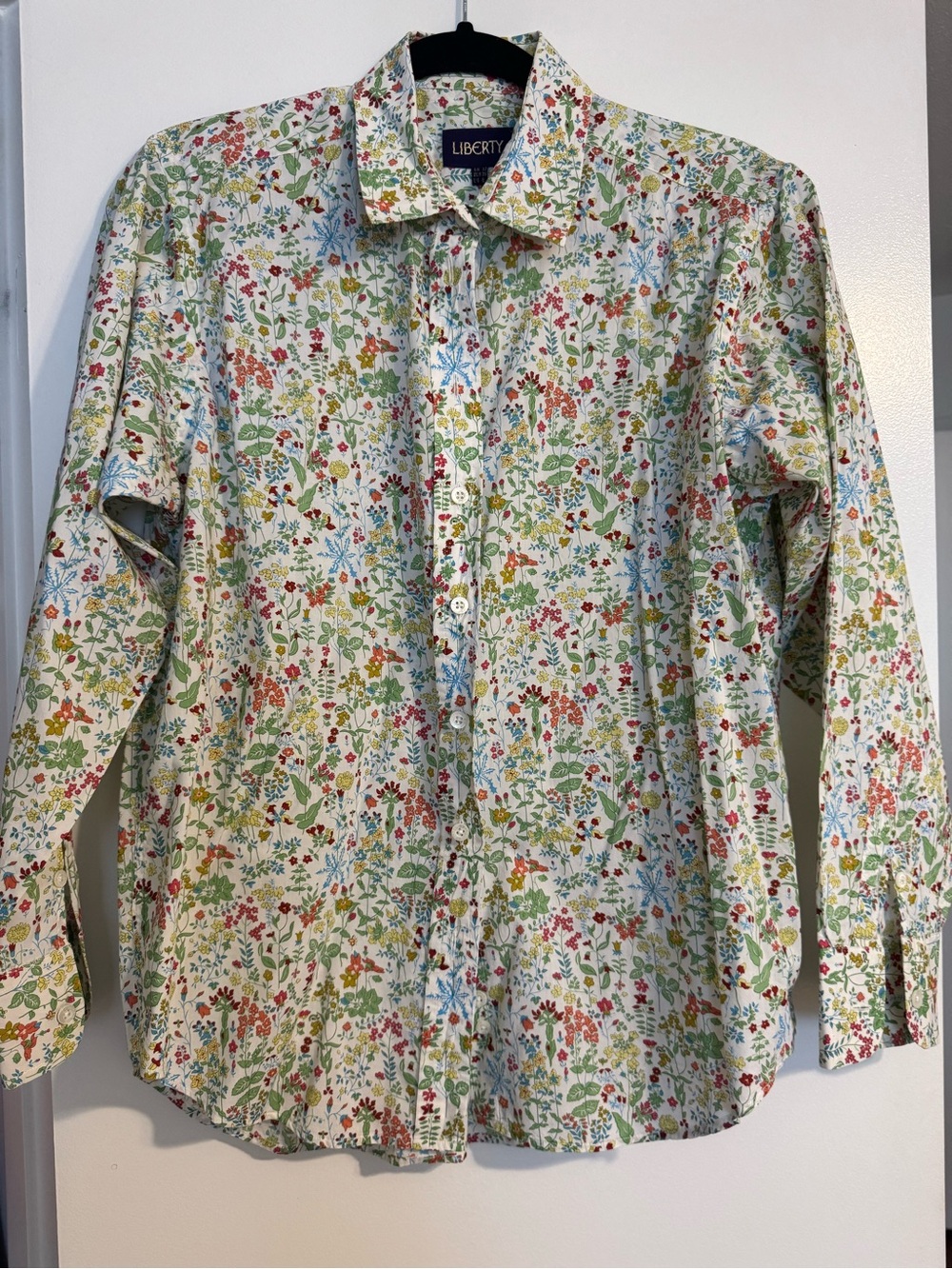Liberty London White Floral Print Button-Down Shirt